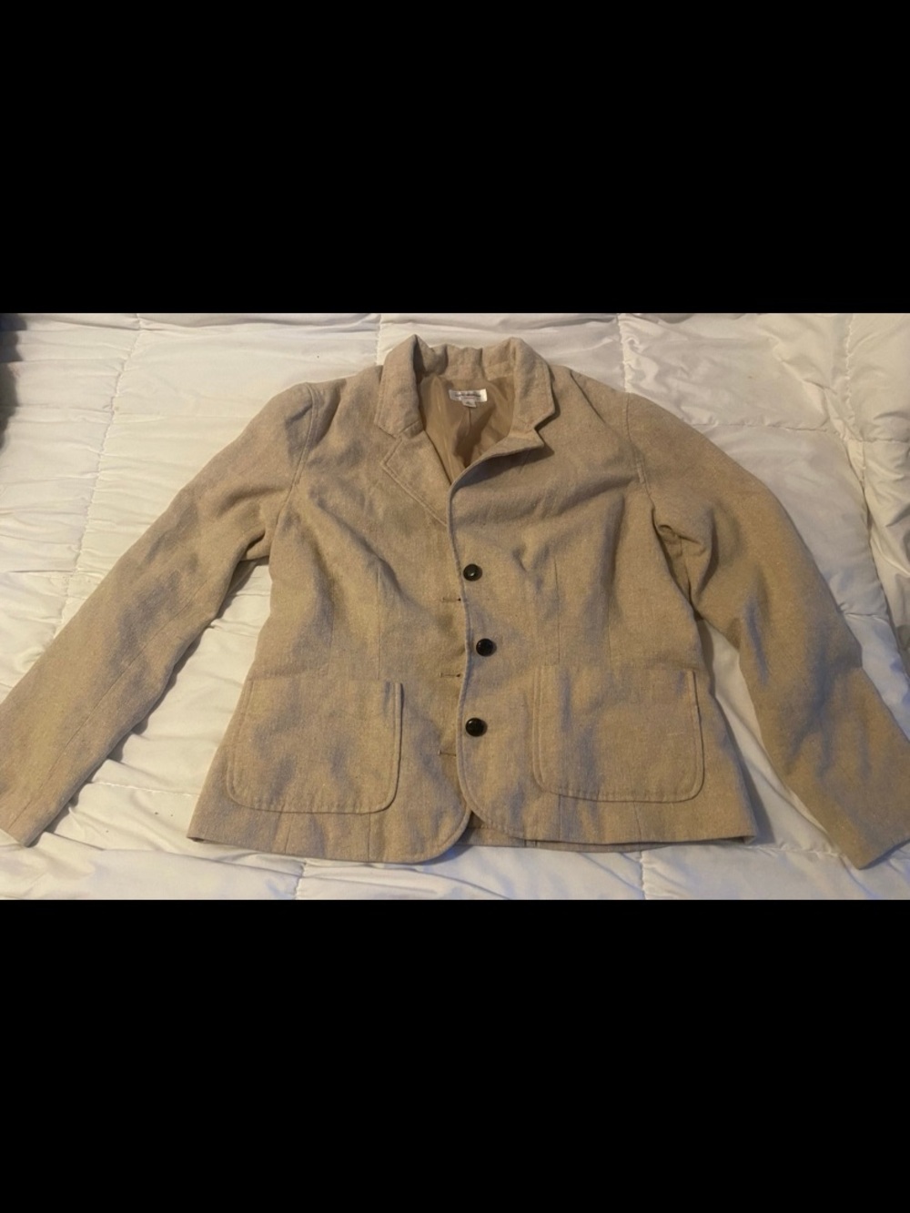 Isaac Mizrahi Neutral Beige Textured Button Blazer